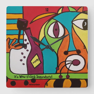 Wall Clock with Wine O'clock Art