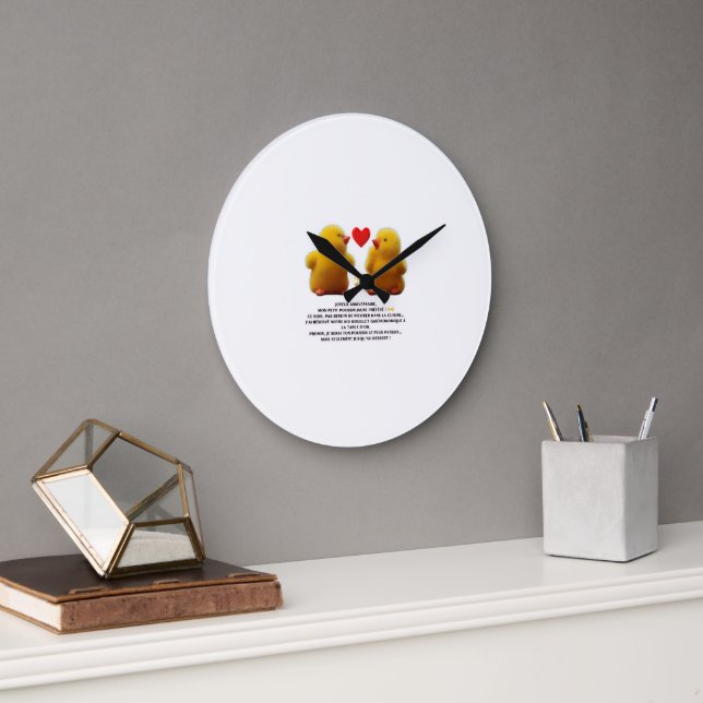 Wall clock "Yellow Poussin" - cute and fun (Office)