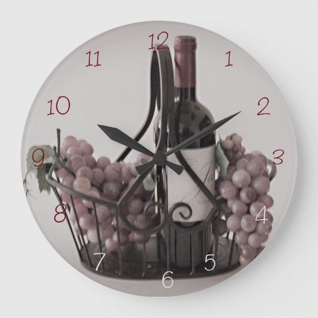Wall ClockOpt. 2 Basket w/ Wine and Grapes Large C Clock (Front)