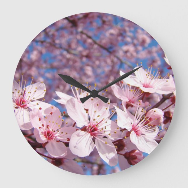 Wall Clocks Spring Pink Tree Blossoms custom (Front)