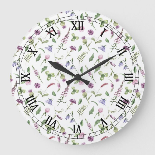 Wall Clocks - Spring Summer Wild Flowers (Front)
