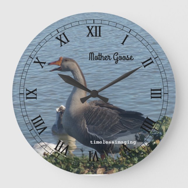 Wall decor, clocks, child's nursery, Mother Goose. Large Clock (Front)