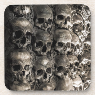Wall Full Of Skulls And Bones In The Bone Chapel Coaster