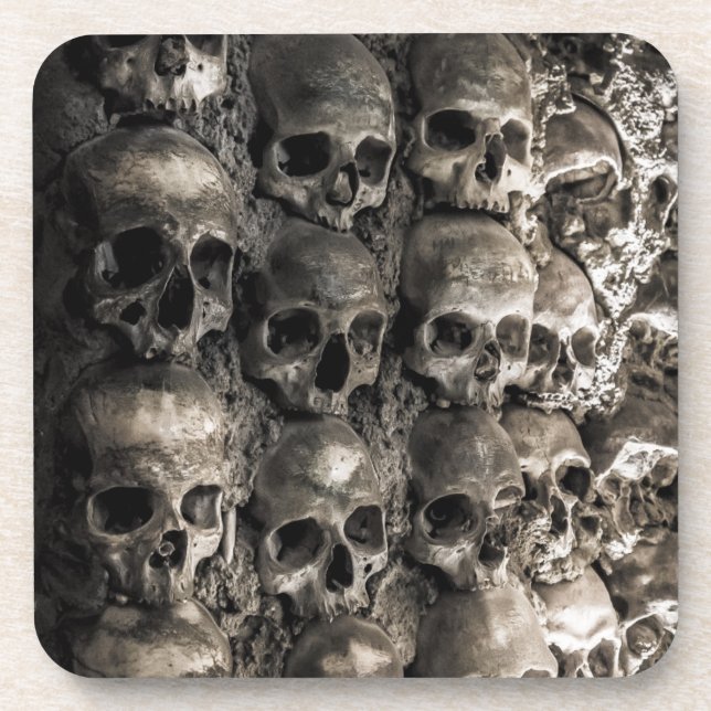 Wall Full Of Skulls And Bones In The Bone Chapel Coaster (Front)