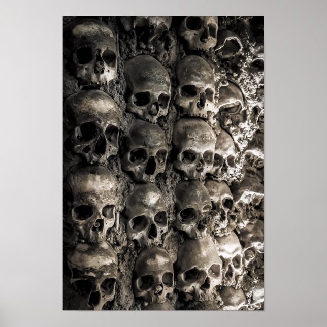 Wall Full Of Skulls And Bones In The Bone Chapel Poster (Front)