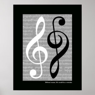 wall music treble-clef poster