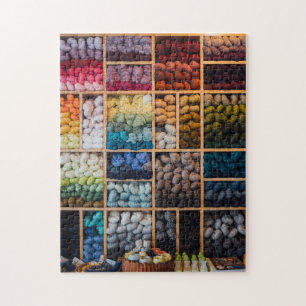 Wall of Colourful Yarn Jigsaw Puzzle