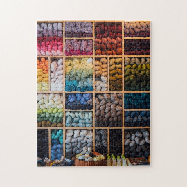 Wall of Colourful Yarn Jigsaw Puzzle (Vertical)