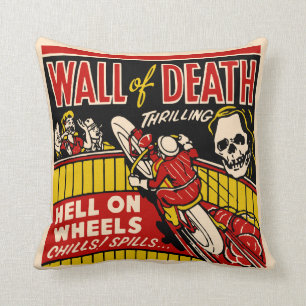 "Wall of Death" Vintage Motorcycle Racing Cushion