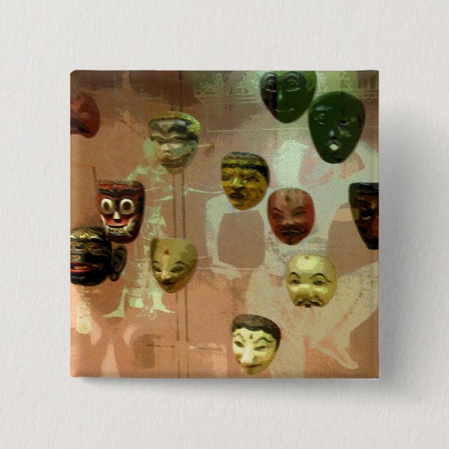 Wall of Masks CB 15 Cm Square Badge (Front)