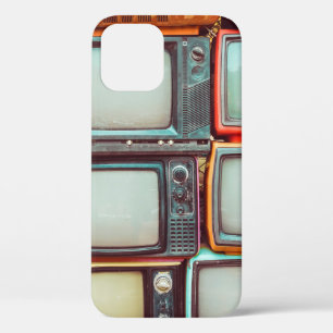Wall of pile colourful retro television iPhone 12 case