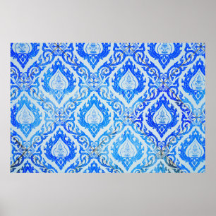 wall of the church is decorated with ceramic tiles poster