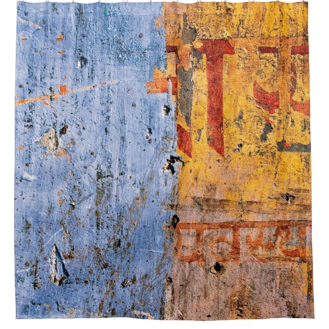 Wall painted graffiti devanagari shower curtain (Front)