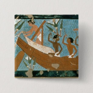 Wall painting from the tomb of Ipuy, Thebes, depic 15 Cm Square Badge