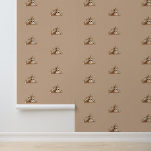 Wall Paper - Sepia Castle on Tan