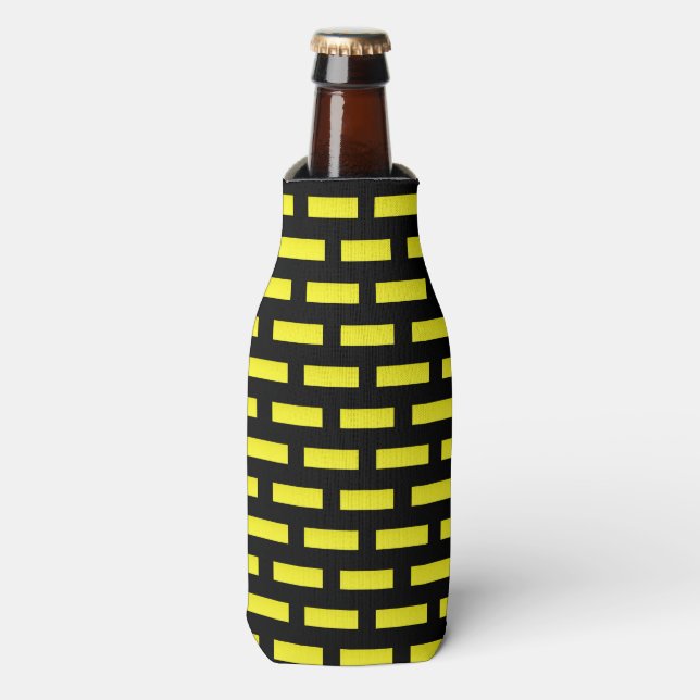 Wall Pattern Black and Yellow Bottle Cooler (Bottle Front)
