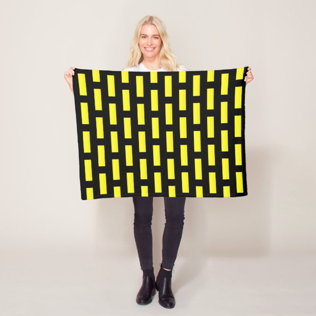 Wall Pattern Black and Yellow Fleece Blanket (In Situ)