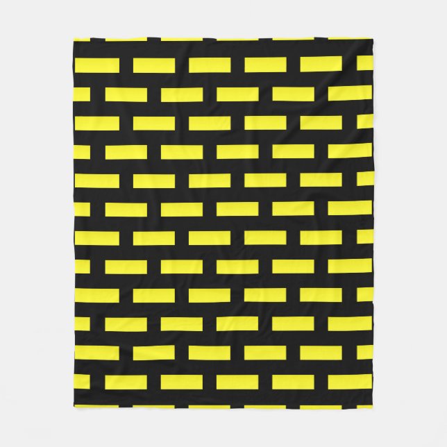 Wall Pattern Black and Yellow Fleece Blanket (Front)
