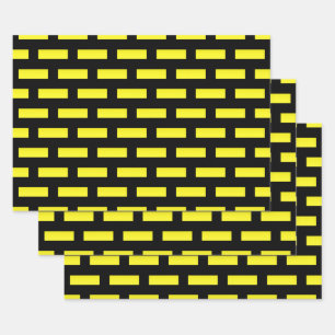 Wall Pattern Black and Yellow Wrapping Paper Sheet