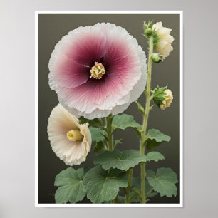 Wall Poster Beautiful Hollyhock Flower Wall Art