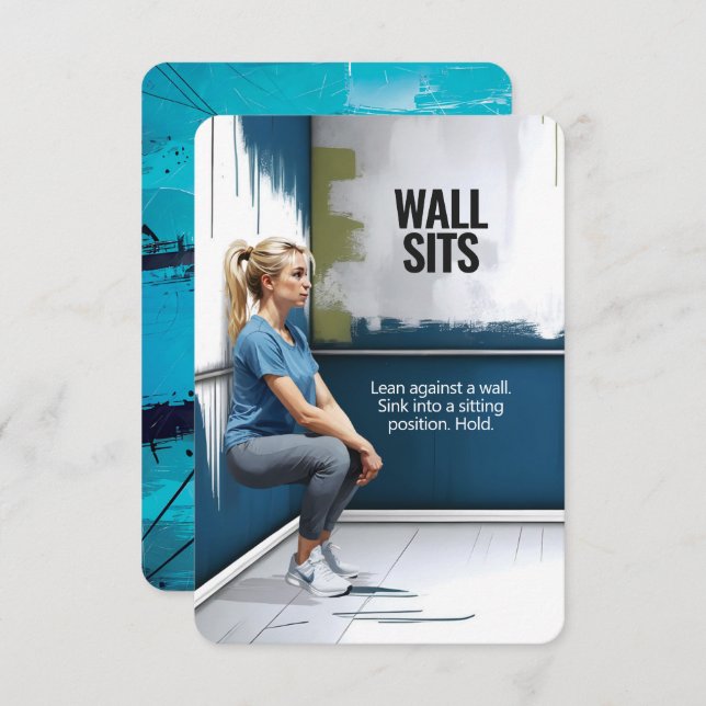 Wall Sits Fitness Card with Blue Backing (Front/Back)