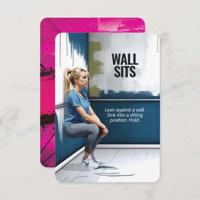 Wall Sits Fitness Card with Pink Backing (Front/Back)