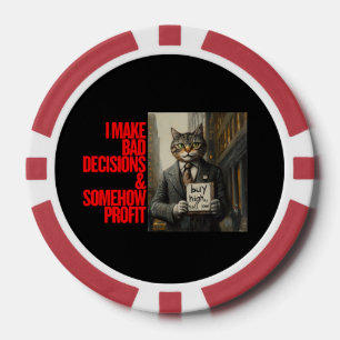 Wall Street Cat Meme Funny Minimalist Investor Poker Chips