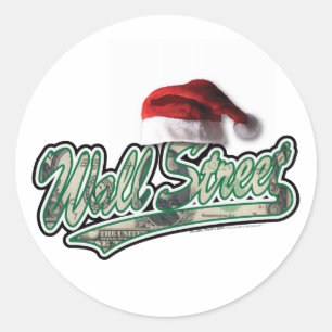Wall Street Christmas with a Santa Hat Classic Round Sticker