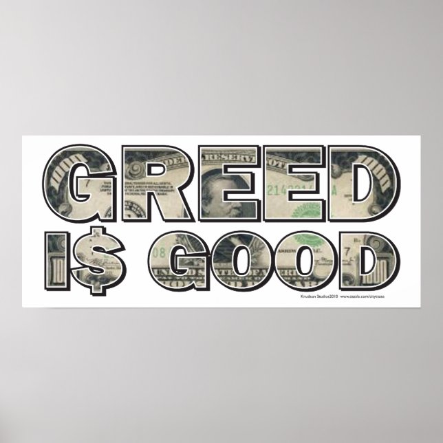 Wall Street/Greed is Good Poster (Front)