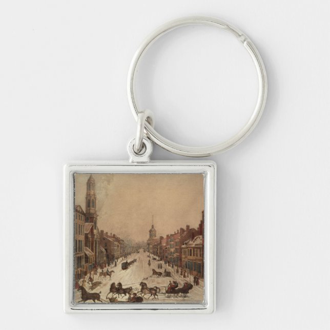 Wall Street in Winter Key Ring (Front)
