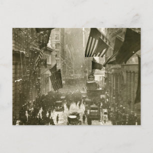 Wall Street Party, end of WW1, 1918 Postcard