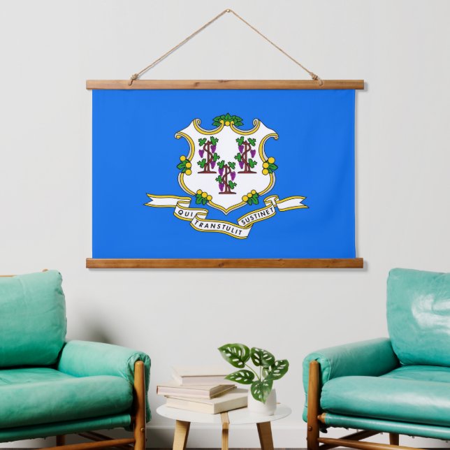 Wall tapestry with flag of Connecticut, U.S.A. (Living Room)