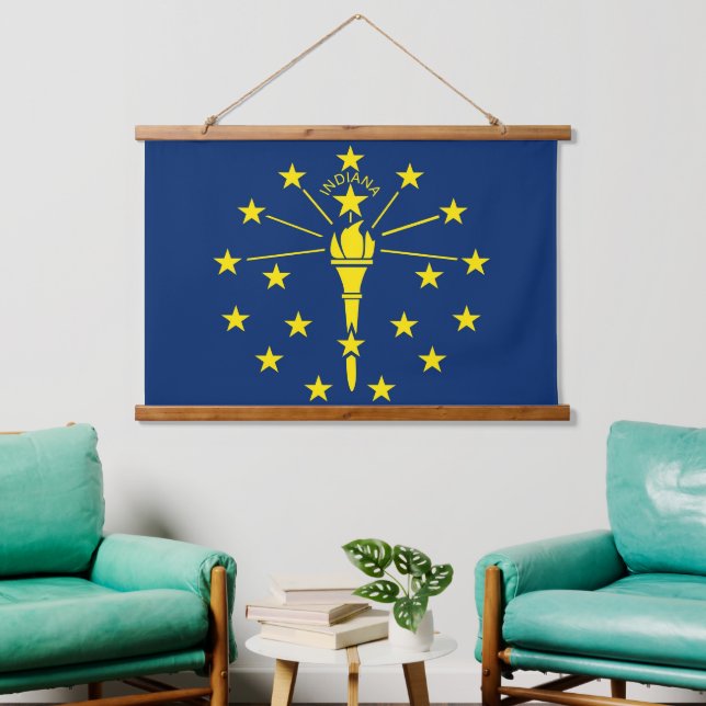 Wall tapestry with flag of Indiana, U.S.A. (Living Room)