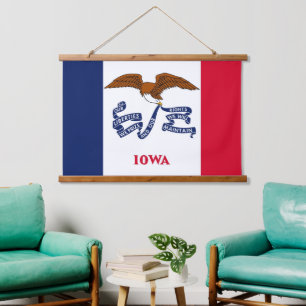 Wall tapestry with flag of Iowa, U.S.A.