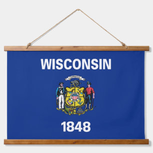 Wall Tapestry with flag of Wisconsin, U.S.A.