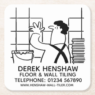 Wall Tiler or Wall Tiling Square Paper Coaster