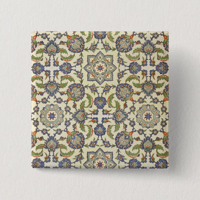 Wall tiles of Qasr Rodouan, from 'Arab Art as Seen 15 Cm Square Badge (Front)