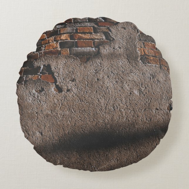 Wall with broken bricks round cushion (Front)