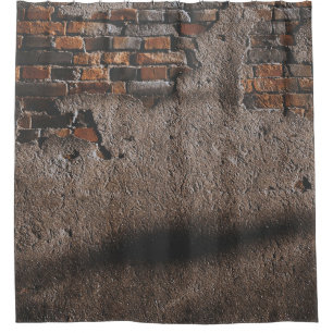 Wall with broken bricks shower curtain