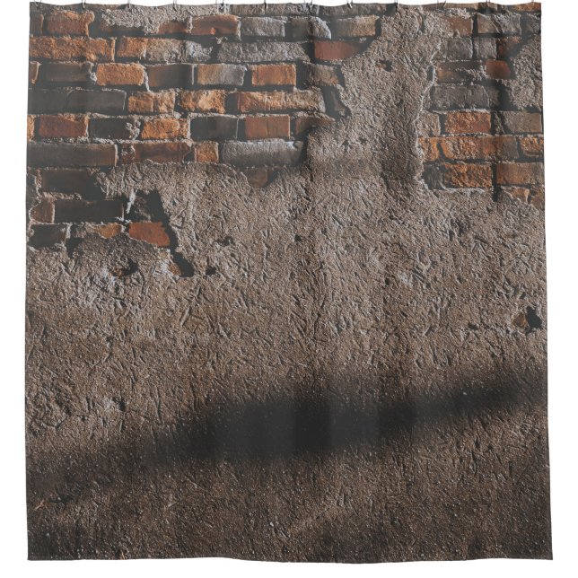 Wall with broken bricks shower curtain (Front)
