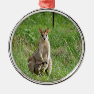WALLABY AND JOEY RURAL QUEENSLAND AUSTRALIA METAL TREE DECORATION
