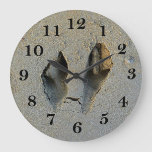 Wallaby Footprints in Sand Large Clock