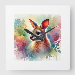 Wallaby in Watercolor 310724AREF114 - Watercolor Square Wall Clock