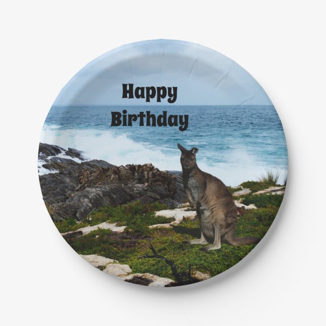 Wallaby On Seaside Rocks, Paper Plates (Front)