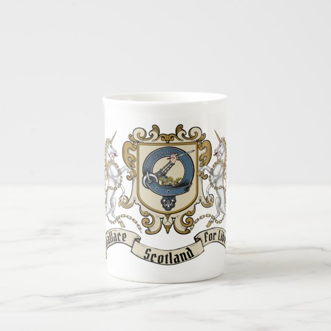Wallace Clan Badge & Motto Bone China Mug (Front)
