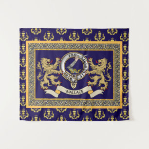 Wallace Clan Badge Personalised Blue Tapestry