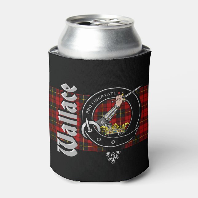 Wallace Clan Badge & Tartan Can Cooler (Can Front)