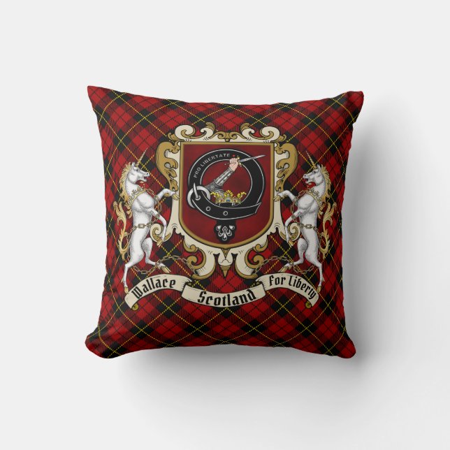 Wallace Clan Badge & Tartan Cushion (Front)