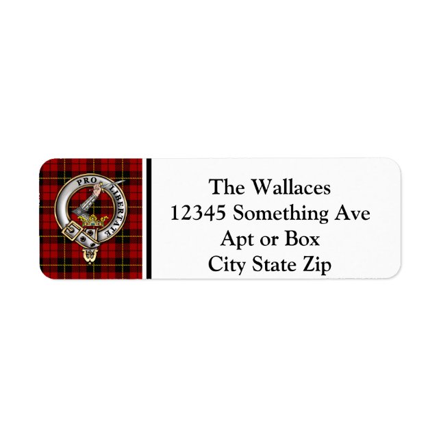 Wallace Clan Badge & Tartan Personalised Labels (Front)
