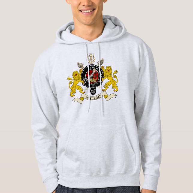 Wallace Clan Badge Tartan & Swords Hoodie (Front)